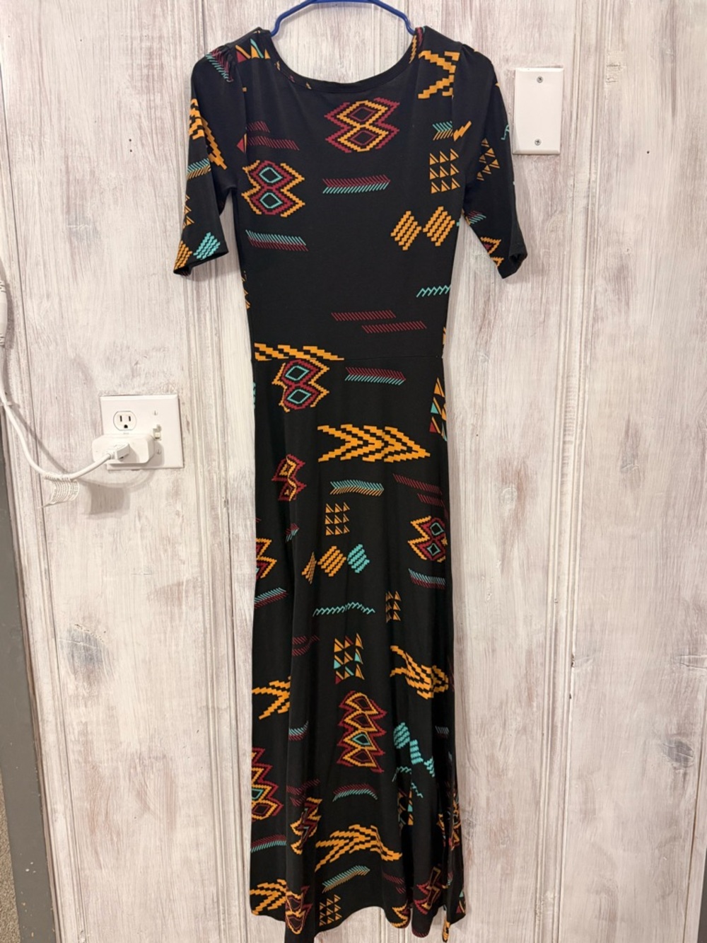 LuLaRoe XS Black Aztec Print Maxi Dress - Picture 6 of 7